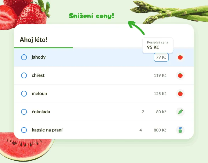 Letní seznam, kde mají jahody nižší cenu než naposledy zaznamenanou