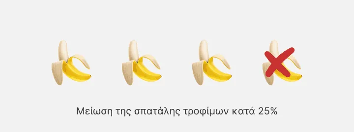 Τέσσερις ξεφλουδισμένες μπανάνες στη σειρά, η τελευταία διαγραμμένη με κόκκινο
