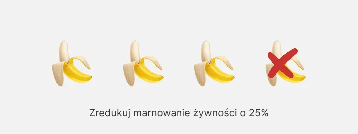 Cztery obrane banany w rzędzie, ostatni przekreślony na czerwono