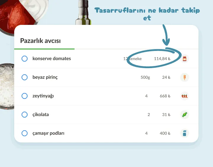 12 teneke domates ve 500 g pirinç gibi toplu alımların fiyatlı listesi