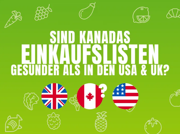 Titelgrafik zum Vergleich gesunder Einkaufslisten: Kanada, USA, Großbritannien