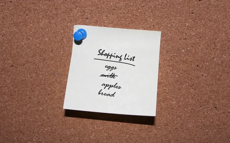 A photo illustrating a master supermarket shopping list